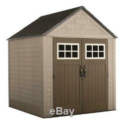 Rubbermaid Plastic Storage Shed 7 ft. X 7 ft. Lockable Weather Proof Black/Brown