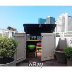 STORAGE BOX CONTAINER Outdoor Garage Resin Shed Patio Garden Tools Chest Plastic