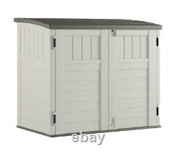 SUNCAST 34 CU. FT. HORIZONTAL OUTDOOR RESIN STORAGE SHED VANILLA New In The Box