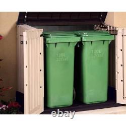 Shed Garbage Double Bin Poly Rattan Anthracite White Outdoor Horizontal Storage