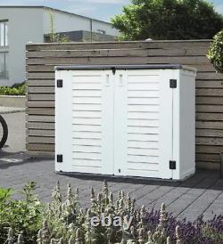 Shed Storage Horizontal 4 Ft Outdoor Plastic Plans Garbage Utility Box Tools New