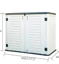 Shed Storage Horizontal 4 Ft Outdoor Plastic Plans Garbage Utility Box Tools New