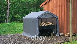 ShelterLogic 70413 Shed-in-a-box 6x12x8 Ft. Peak Style Storage Shed- Gray