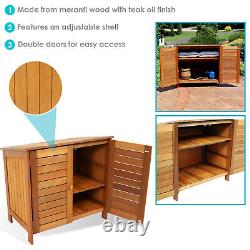 Small Horizontal Garden Storage Shed Meranti Wood with Teak Oil Finish 36