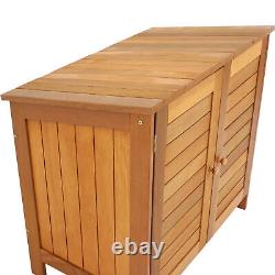 Small Horizontal Garden Storage Shed Meranti Wood with Teak Oil Finish 36