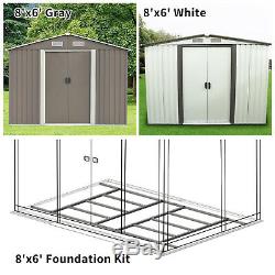 Steel 8'x6' Outdoor Garden Storage Shed Garage Tool Shed Utility Foundation Kit