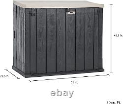 Stora Way All Weather Horizontal Outdoor Storage Shed Cabinet for Trash Cans, Ga