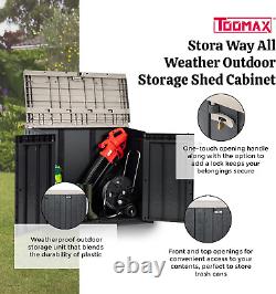 Stora Way All Weather Horizontal Outdoor Storage Shed Cabinet for Trash Cans, Ga