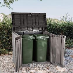 Stora Way All Weather Outdoor Horizontal Storage Shed Cabinet for Trash Can, Gar