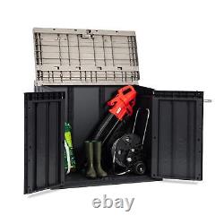 Stora Way Horizontal Outdoor Storage Shed Cabinet for Trash Cans, Gardening T