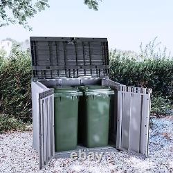 Stora Way Horizontal Outdoor Storage Shed Cabinet for Trash Cans, Gardening T