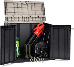 Stora Way Horizontal Outdoor Storage Shed Cabinet for Trash Cans, Gardening Tool