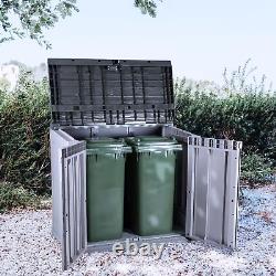 Stora Way Horizontal Outdoor Storage Shed Cabinet for Trash Cans, Gardening Tool