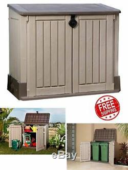 Storage Cabinet Outdoor Garden Shed Pool Trash Cans Yard Utility Garage Patio