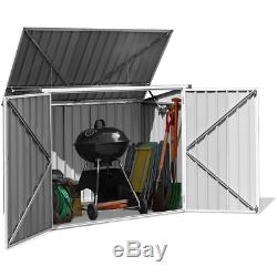 Storage Shed Horizontal Galvanized Steel 68 Cubic Feet Fit 2 Large Garbage Can