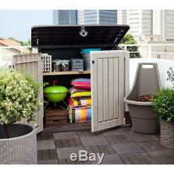 Storage Shed Outdoor Resin Horizontal Box Container Tool Garage Garden Utility