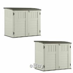 Suncast 34 CU Durable Resin Horizontal Storage Shed with Reinforced Floor (2 Pack)