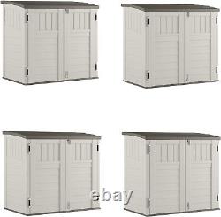 Suncast 34 Cu Ft Capacity Horizontal Outdoor Storage Shed for Garbage Cans