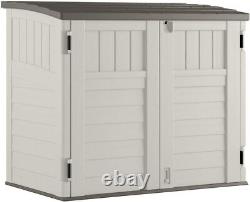Suncast 34 Cu Ft Capacity Horizontal Outdoor Storage Shed for Garbage Cans