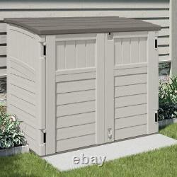 Suncast 34 Cu Ft Capacity Horizontal Outdoor Storage Shed for Garbage Cans