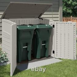 Suncast 34 Cu Ft Capacity Horizontal Outdoor Storage Shed for Garbage Cans