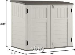 Suncast 34 Cu Ft Capacity Horizontal Outdoor Storage Shed for Garbage Cans