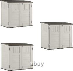 Suncast 34 Cu Ft Capacity Horizontal Outdoor Storage Shed for Garbage Cans