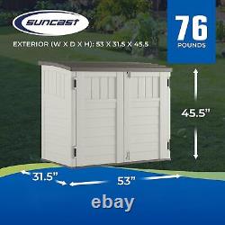 Suncast 34 Cu Ft Capacity Horizontal Outdoor Storage Shed for Garbage Cans