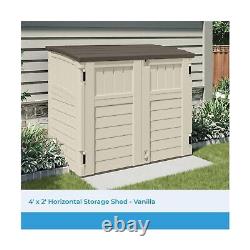 Suncast 34 Cu Ft Capacity Horizontal Outdoor Storage Shed for Garbage Cans, G