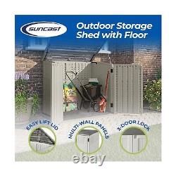 Suncast 34 Cu Ft Capacity Horizontal Outdoor Storage Shed for Garbage Cans, G