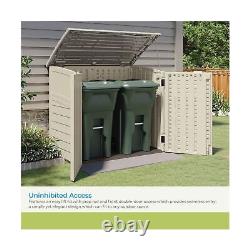 Suncast 34 Cu Ft Capacity Horizontal Outdoor Storage Shed for Garbage Cans, G