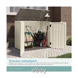 Suncast 34 Cu Ft Capacity Horizontal Outdoor Storage Shed for Garbage Cans, G