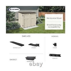 Suncast 34 Cu Ft Capacity Horizontal Outdoor Storage Shed for Garbage Cans, G