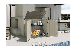 Suncast 34 Cu Ft Capacity Horizontal Outdoor Storage Shed for Garbage Cans, G