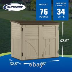 Suncast 34 Cu. Ft. Horizontal Shed for Outdoor Storage with Locking System, San