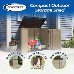 Suncast 34 Cubic Feet Durable All Weather Lockable Horizontal Plastic Compact St