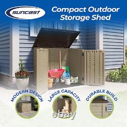 Suncast 34 Cubic Feet Durable All Weather Lockable Horizontal Plastic Compact St