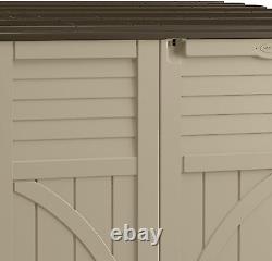 Suncast 34 Cubic Feet Durable All Weather Lockable Horizontal Plastic Compact St