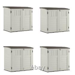 Suncast 34 Cubic Feet Horizontal Backyard Storage Stow Away Shed, Ivory (4 Pack)