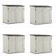Suncast 34 Cubic Feet Horizontal Backyard Storage Stow Away Shed, Ivory (4 Pack)