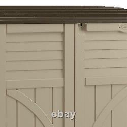 Suncast 34 Cubic Feet Horizontal Compact Outdoor Storage Shed, Sand