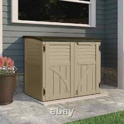 Suncast 34 Cubic Feet Horizontal Compact Outdoor Storage Shed, Sand, Freeship