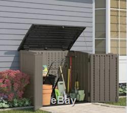Suncast 34 cu. Ft. Horizontal Resin Storage Shed for Backyard and Patio Stoney