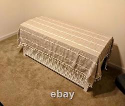 Suncast 99 Gallon Heavy Duty Resin Wicker Horizontal Outdoor Deck Box, White