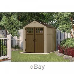 Suncast EverettA Storage Shed for Backyard, Vanilla, 6'x8', 306 cu. Ft