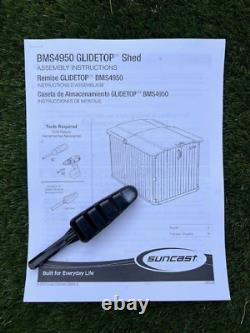 Suncast Glide Top low profile storage shed with floor Resin