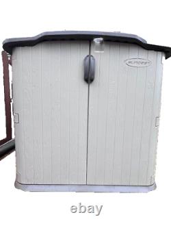 Suncast Glide Top low profile storage shed with floor Resin