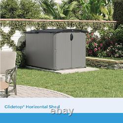 Suncast Glidetop Horizontal Outdoor Storage Shed with Pad-Lockable Sliding Lid a
