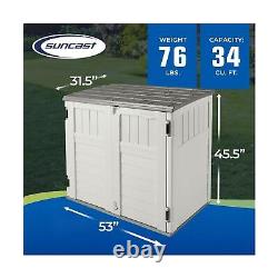 Suncast Horizontal 34 Cubic Feet Plastic Outdoor Storage Shed with Floor and