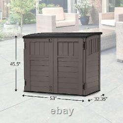 Suncast Horizontal Garden Storage Shed, Resin, Patio or Back Yard, Sand